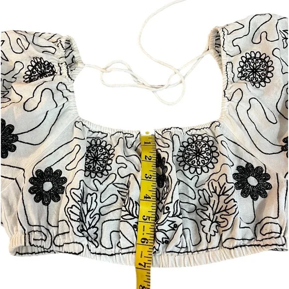 Free People Lotus embroidered White Floral  Off-Shoulder Top,Large - Picture 6 of 7